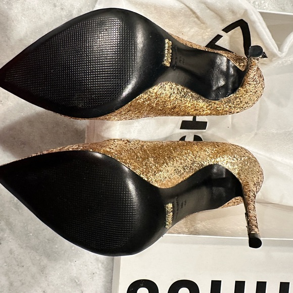 Schutz Gold Glitter Heels - 8 - NEW - Picture 4 of 7